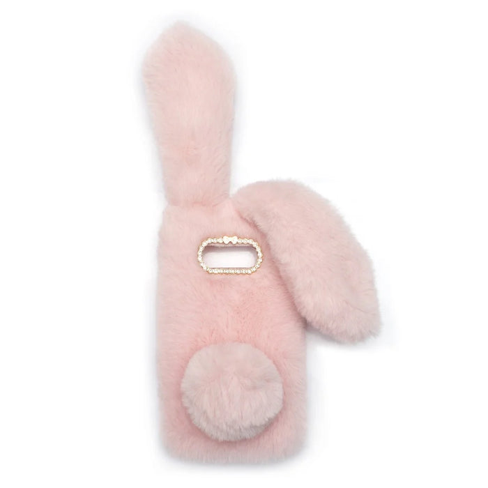 Rabbit Shape Fluffy Fur Coated Rhinestone TPU Case for Samsung Galaxy S10 Plus - Pink - 2