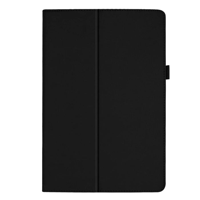 Litchi Texture Leather Case for Samsung Galaxy Tab A 10.1 (2019) Scratch Resistant Dual-fold Stand Flip Tablet Cover with Elastic Strap - Black - 6