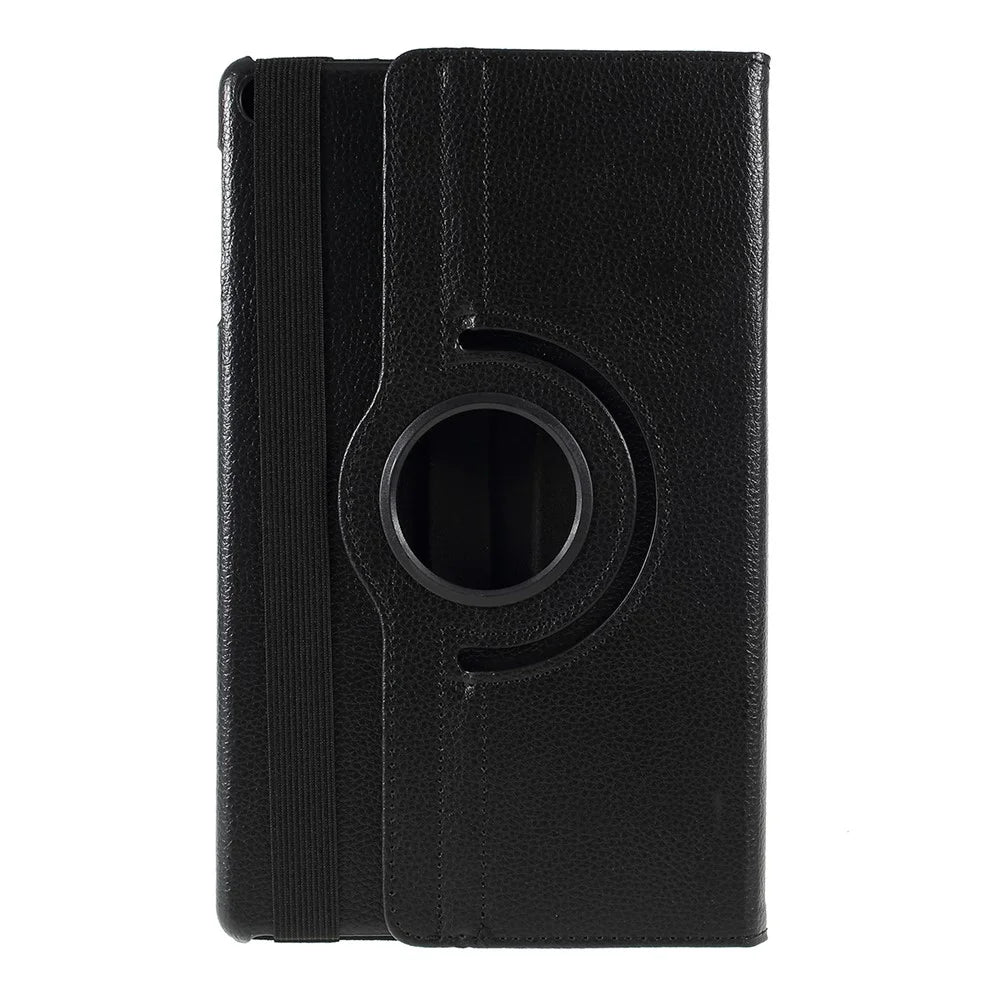 For Samsung Galaxy TAB A 10.1 (2019) SM-T510 / SM-T515 Litchi Texture Leather Tablet Cover with 360-Degree Rotation Multi-Angle Supporting - Black - 1