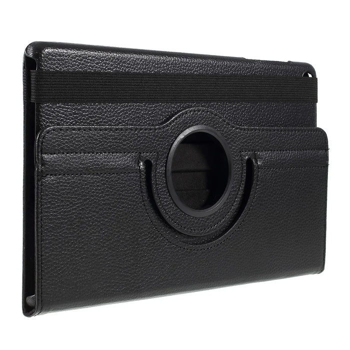 For Samsung Galaxy TAB A 10.1 (2019) SM-T510 / SM-T515 Litchi Texture Leather Tablet Cover with 360-Degree Rotation Multi-Angle Supporting - Black - 2