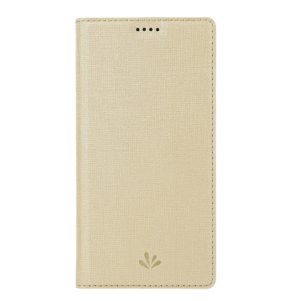 VILI DMX Cross Texture Stand Leather Card Holder Case for Samsung Galaxy A10 - Gold - 2