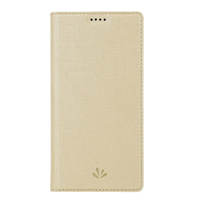 VILI DMX Cross Texture Stand Leather Card Holder Case for Samsung Galaxy A10 - Gold - 2