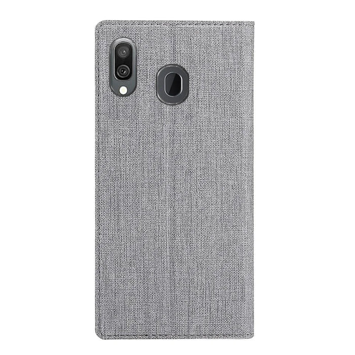 VILI DMX Cross Texture Stand Leather Card Holder Case for Samsung Galaxy A40 - Grey - 3