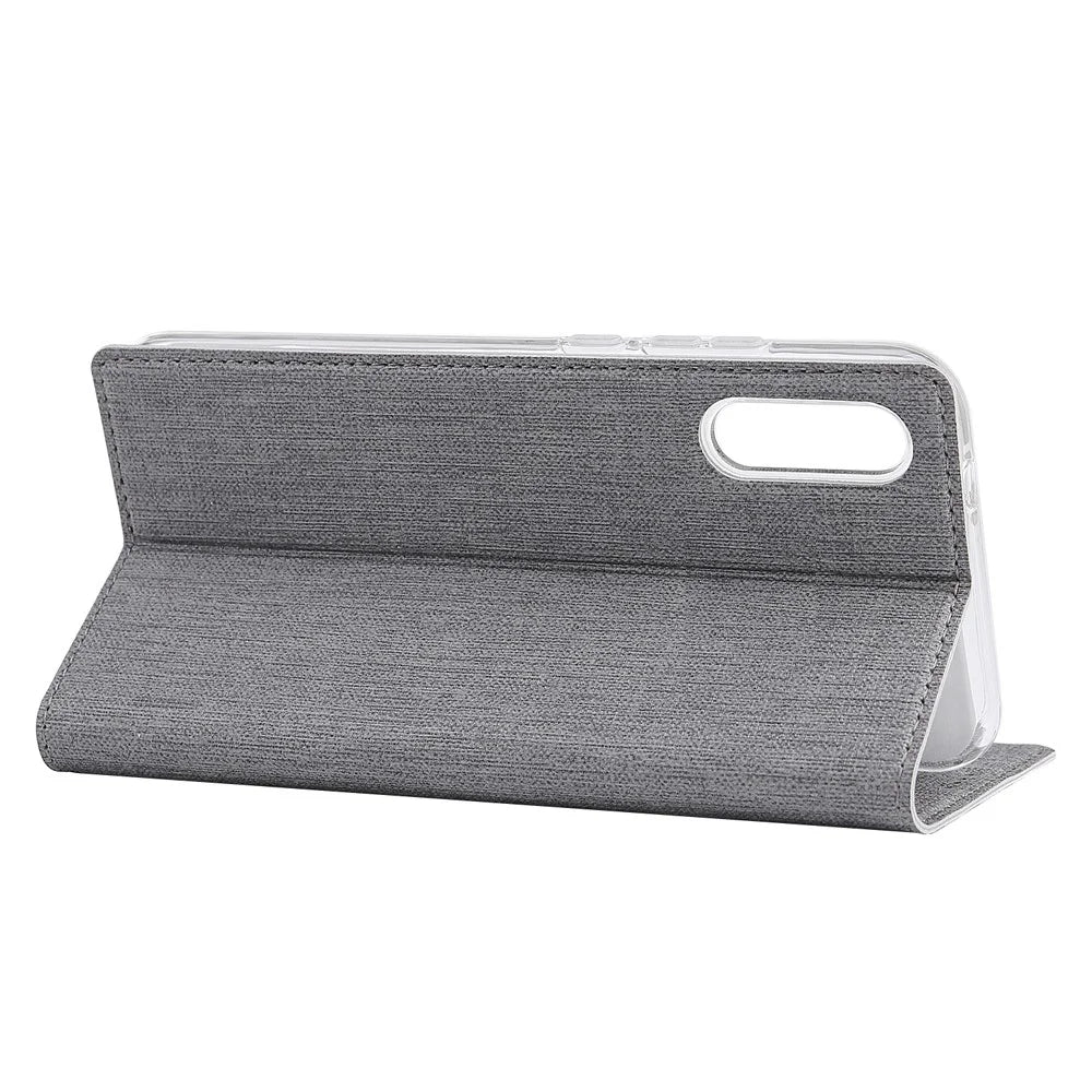 VILI DMX Cross Texture Stand Leather Card Holder Case for Samsung Galaxy A50 - Grey - 4