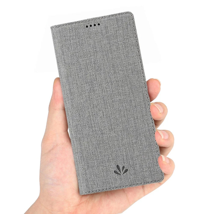 VILI DMX Cross Texture Stand Leather Card Holder Case for Samsung Galaxy A50 - Grey - 5