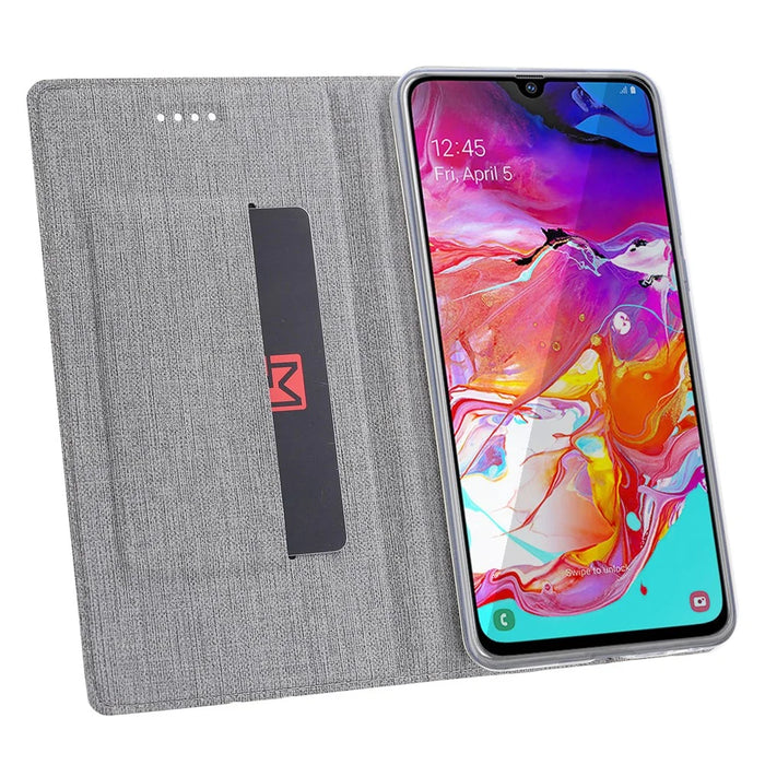 VILI DMX Cross Texture Stand Leather Card Holder Case for Samsung Galaxy A50 - Grey - 6