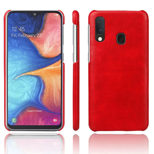 Crazy Horse PU Leather Coated Plastic Case for Samsung Galaxy A20e - Red - 1