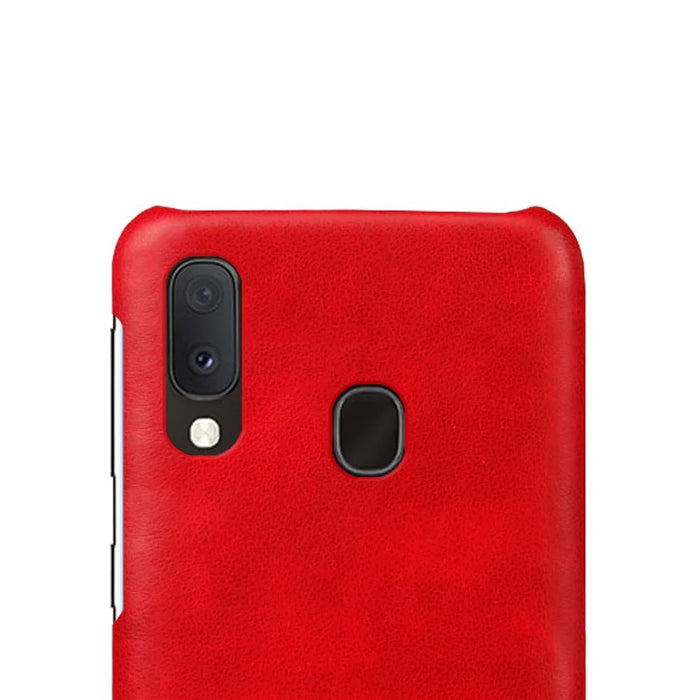 Crazy Horse PU Leather Coated Plastic Case for Samsung Galaxy A20e - Red - 3