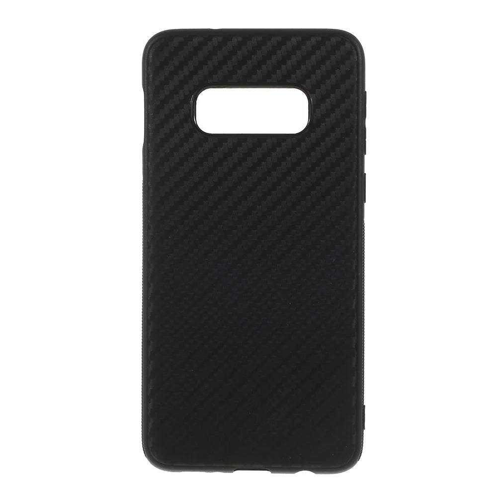 Carbon Fiber TPU Phone Casing Shell for Samsung Galaxy S10e - Black - 1