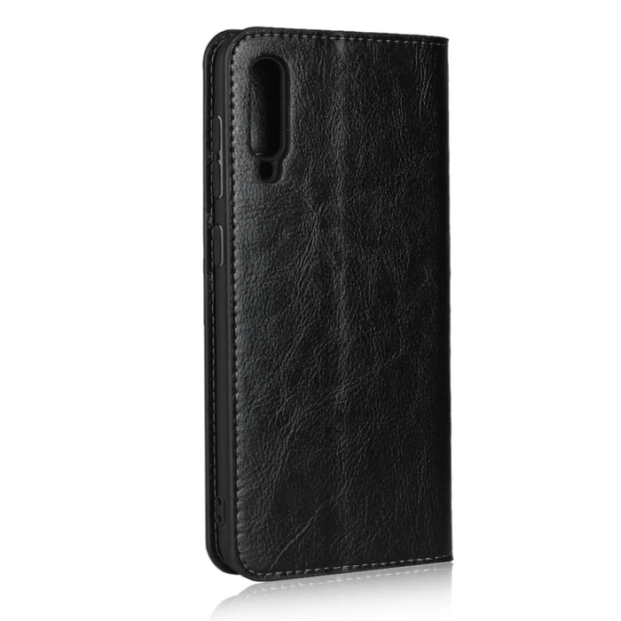 Crazy Horse Wallet Stand Genuine Leather Case for Samsung Galaxy A50/A50s/A30s - Black - 3