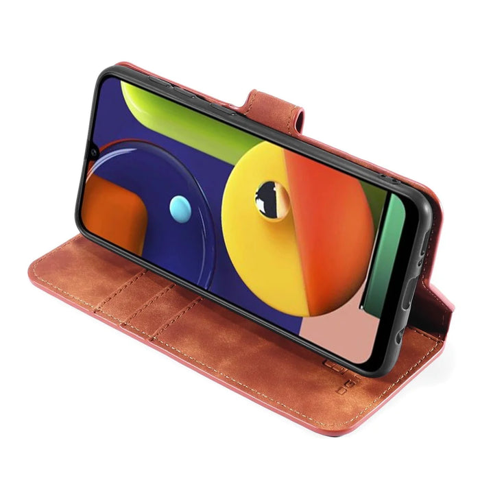 DG.MING Retro Style Wallet Leather Stand Case for Samsung Galaxy A50/A50s/A30s - Brown - 3