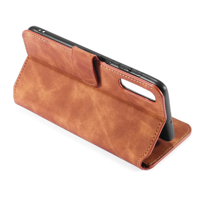 DG.MING Retro Style Wallet Leather Stand Case for Samsung Galaxy A50/A50s/A30s - Brown - 4