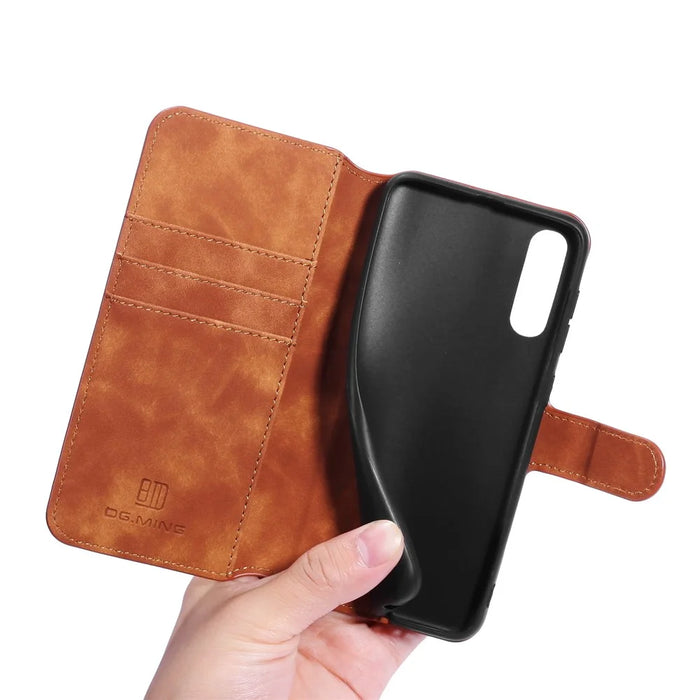 DG.MING Retro Style Wallet Leather Stand Case for Samsung Galaxy A50/A50s/A30s - Brown - 5