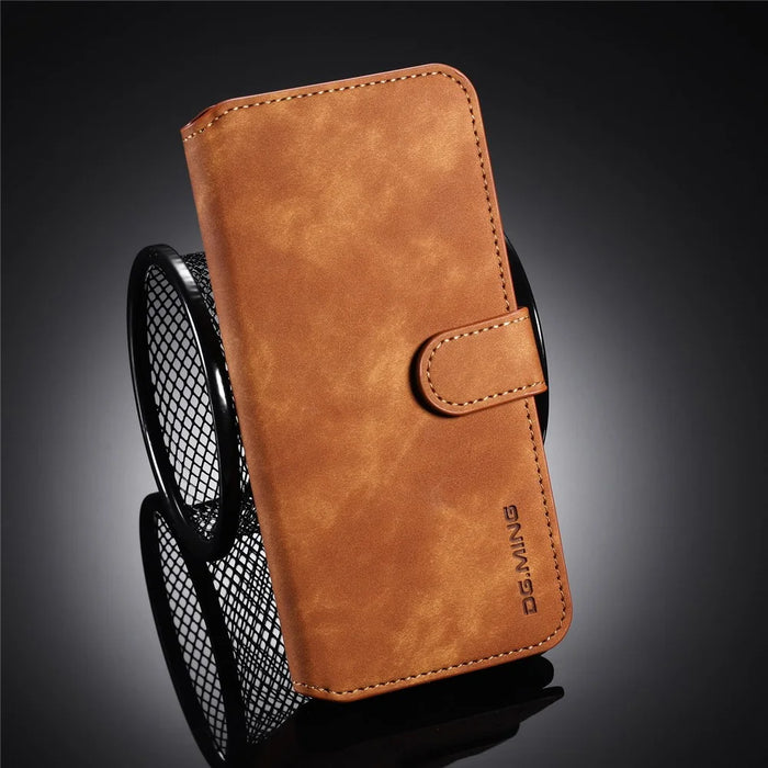 DG.MING Retro Style Wallet Leather Stand Case for Samsung Galaxy A50/A50s/A30s - Brown - 7
