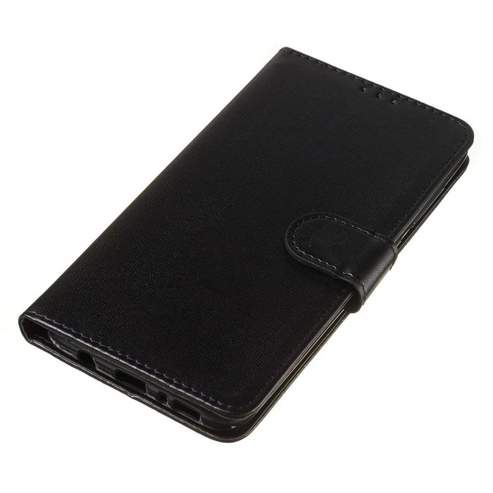 Solid Color Leather Wallet Stand Phone Case Cover for Samsung Galaxy A70 - Black - 5