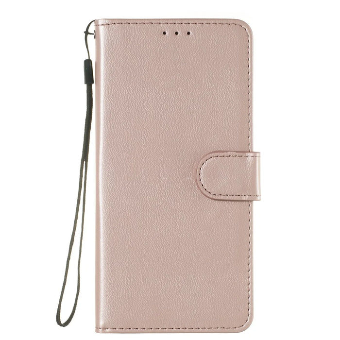 Solid Color Leather Wallet Stand Phone Case Cover for Samsung Galaxy A40 - Light Pink - 2