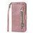 Glitter Powder Zippered Stand Leather Wallet Case with Strap for Samsung Galaxy A70 - Rose Gold - 2