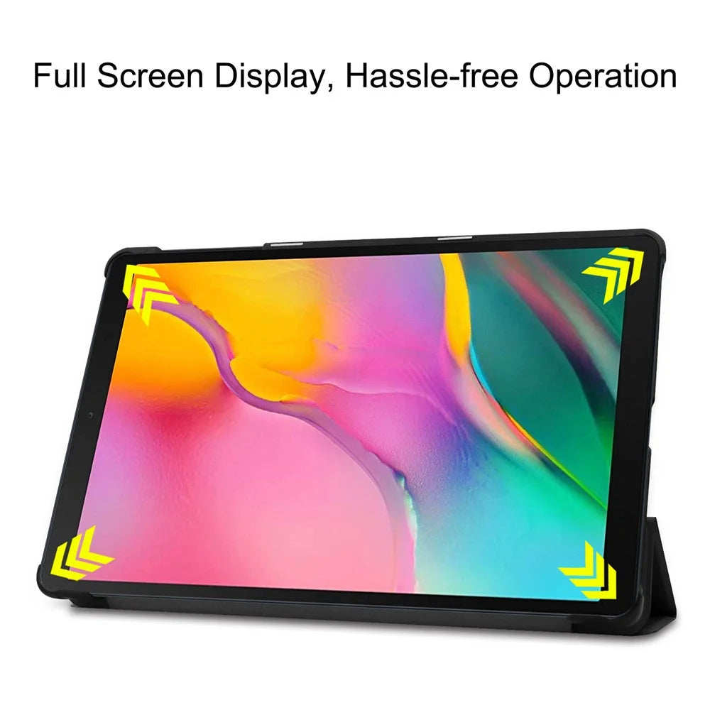 ENKAY HAT PRINCE Tri-fold Stand PU Leather Hard PC Back Full-Body Shockproof Case for Galaxy Tab A 10.1 (2019) T510 / T515 - Black - 6