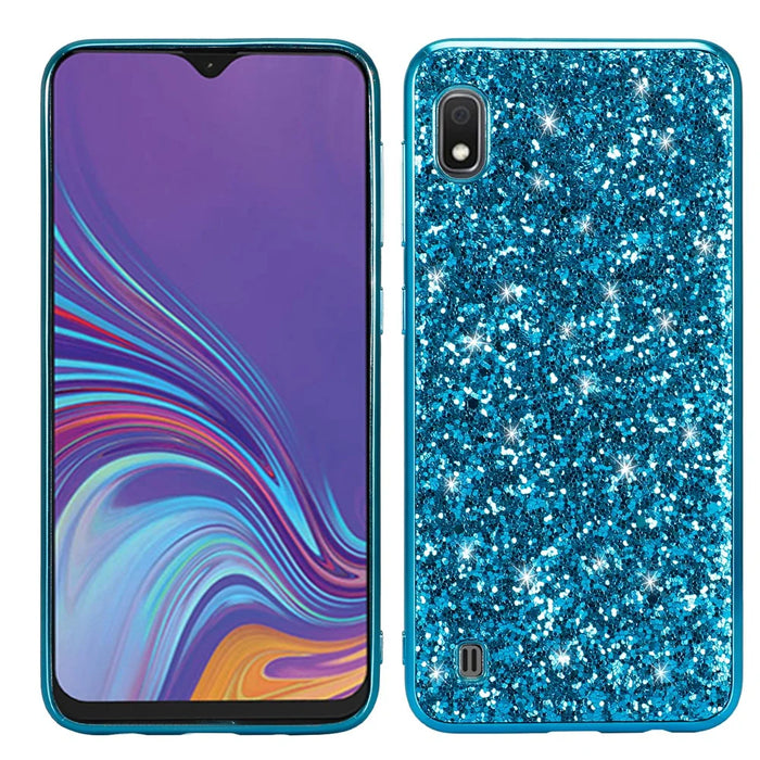 Glittery Sequins Gel PC+TPU Cell Phone Back Case for Samsung Galaxy A10 - Blue - 1