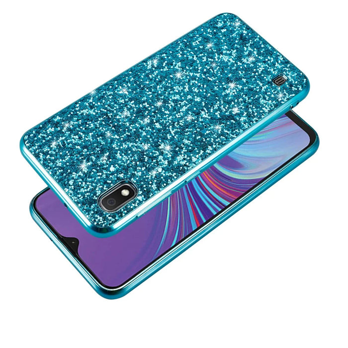 Glittery Sequins Gel PC+TPU Cell Phone Back Case for Samsung Galaxy A10 - Blue - 3