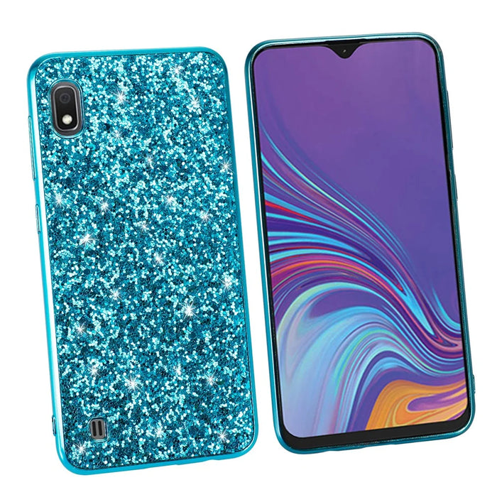 Glittery Sequins Gel PC+TPU Cell Phone Back Case for Samsung Galaxy A10 - Blue - 4