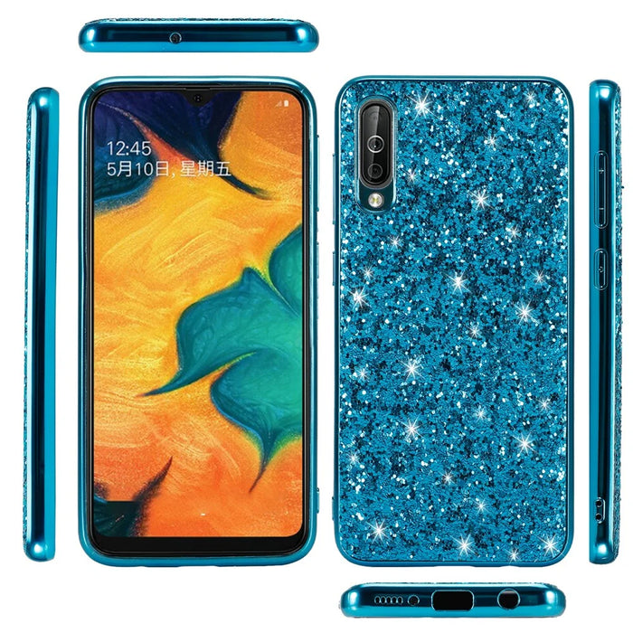 Glittering Sequins Electroplating TPU PC Hybrid Phone Casing for Samsung Galaxy A50 / A50s / A30s - Blue - 2