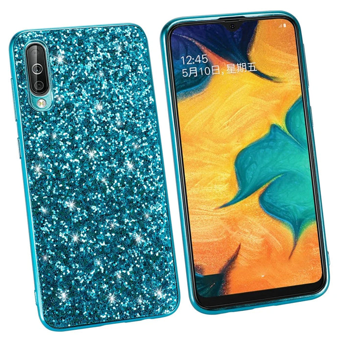 Glittering Sequins Electroplating TPU PC Hybrid Phone Casing for Samsung Galaxy A50 / A50s / A30s - Blue - 3