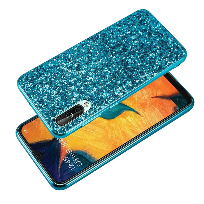 Glittering Sequins Electroplating TPU PC Hybrid Phone Casing for Samsung Galaxy A50 / A50s / A30s - Blue - 4