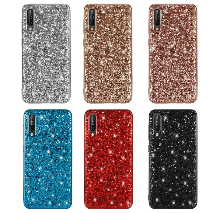 Glittering Sequins Electroplating TPU PC Hybrid Phone Casing for Samsung Galaxy A50 / A50s / A30s - Blue - 7
