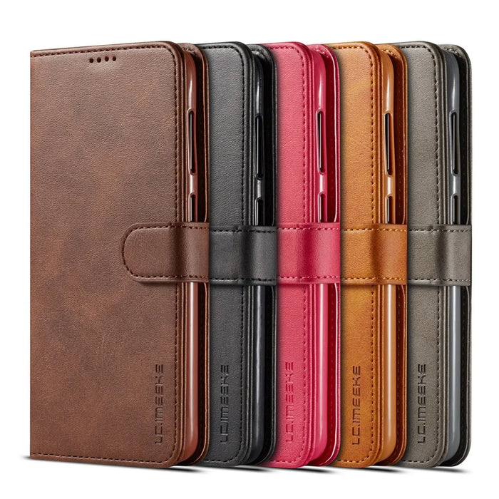 LC.IMEEKE Leather Wallet Case for Samsung Galaxy A30/A20 - Black - 4