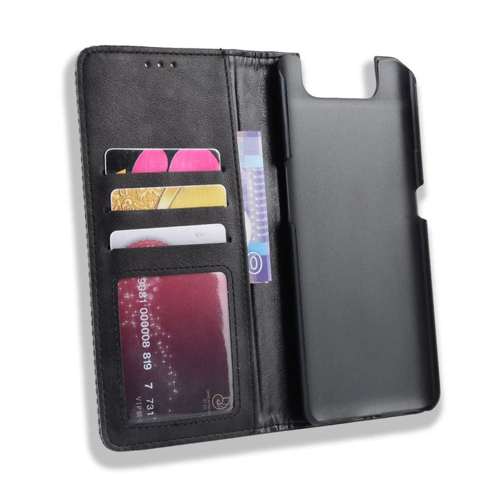 Auto-absorbed Vintage Style PU Leather Wallet Case for Samsung Galaxy A80 / A90 - Black - 4