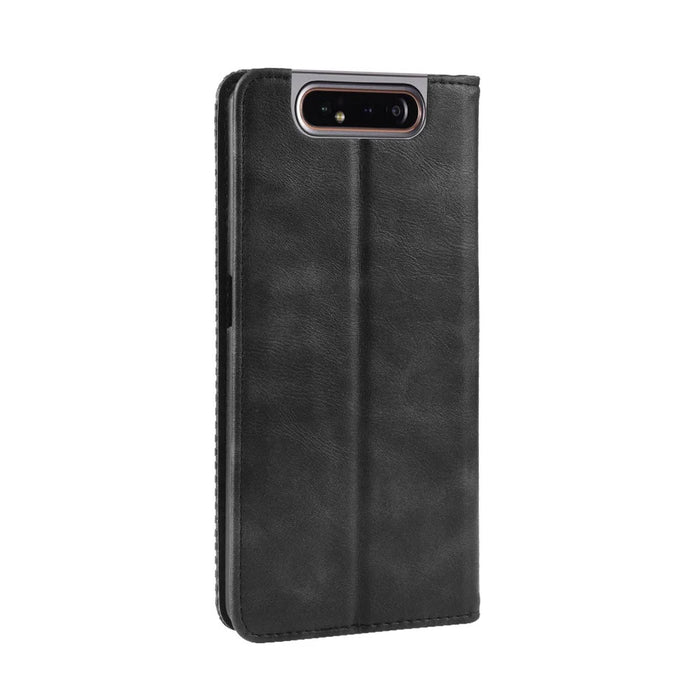 Auto-absorbed Vintage Style PU Leather Wallet Case for Samsung Galaxy A80 / A90 - Black - 7
