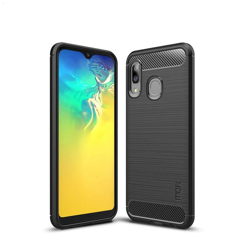 MOFI Carbon Fiber Brushed TPU Protective Phone Case for Samsung Galaxy A20e - Black - 1