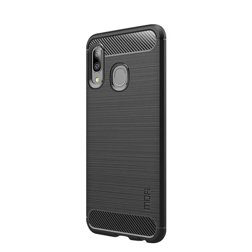 MOFI Carbon Fiber Brushed TPU Protective Phone Case for Samsung Galaxy A20e - Black - 2