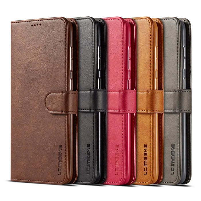 LC.IMEEKE Leather Wallet Case for Samsung Galaxy A70 - Black - 4