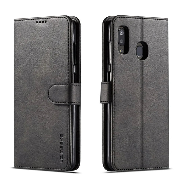 LC.IMEEKE Leather Wallet Case for Samsung Galaxy A40 - Black - 1