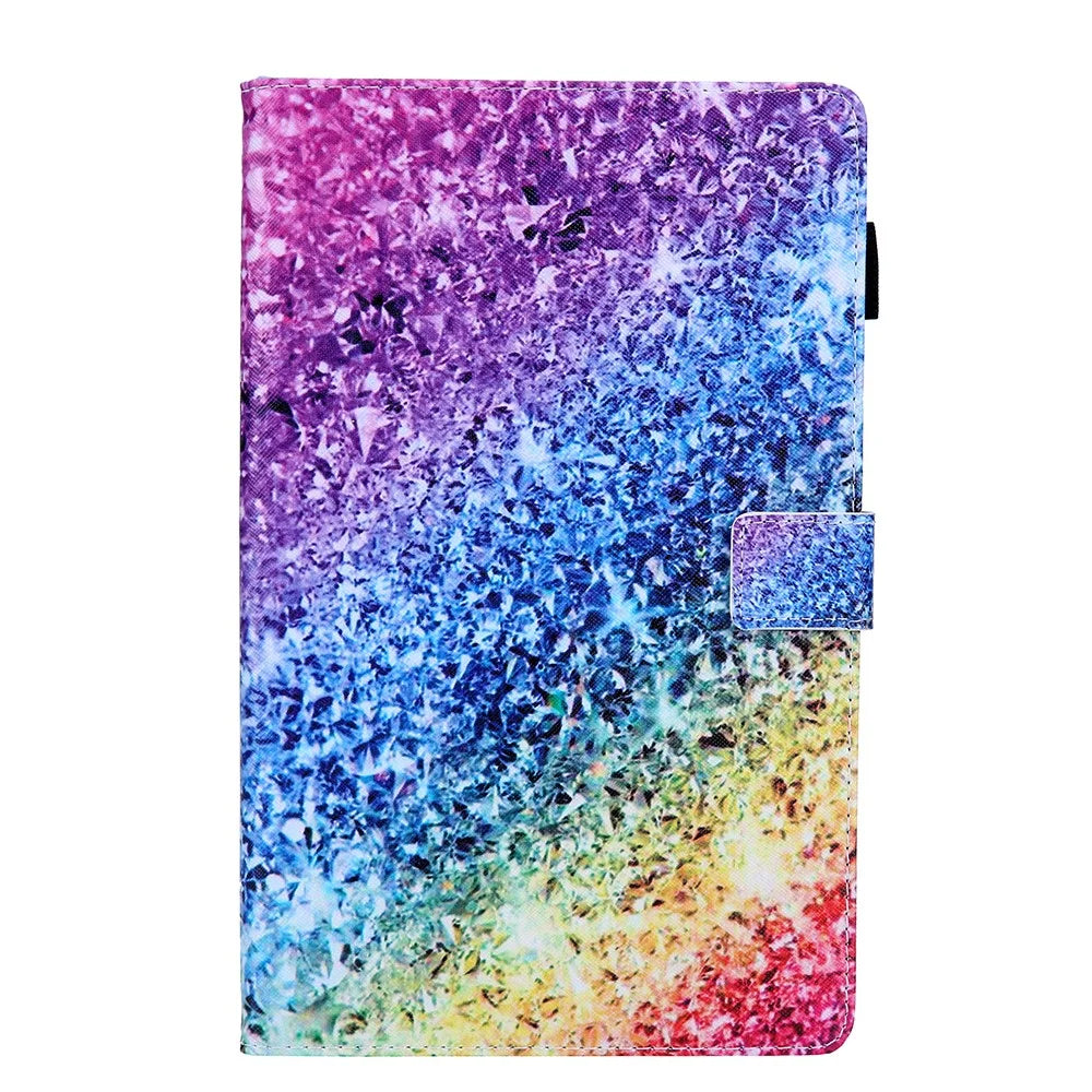 Pattern Printing PU Leather Card Holder Tablet Stand Case for Samsung Galaxy Tab A 10.1 (2019) SM-T510/SM-T515 - Colorful Diamond - 1