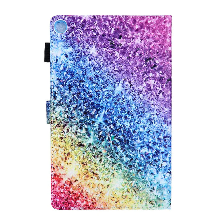 Pattern Printing PU Leather Card Holder Tablet Stand Case for Samsung Galaxy Tab A 10.1 (2019) SM-T510/SM-T515 - Colorful Diamond - 2