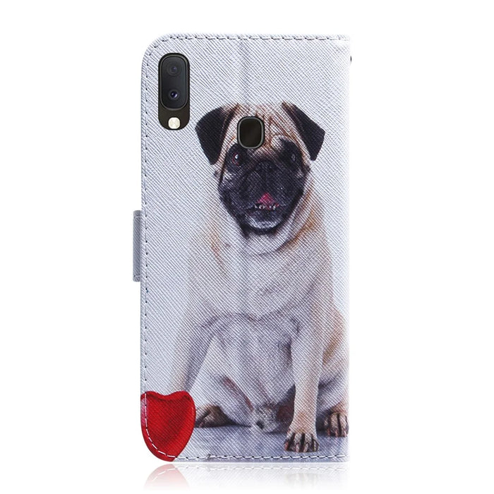 Pattern Printing Leather Wallet Case for Samsung Galaxy A20e - Dog and Heart - 3