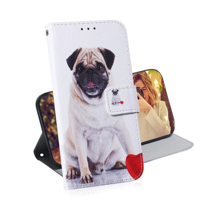 Pattern Printing Leather Wallet Case for Samsung Galaxy A20e - Dog and Heart - 7