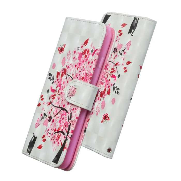 Pattern Printing Light Spot Decor Leather Wallet Cover for Samsung Galaxy A20e - Flowered Tree - 4