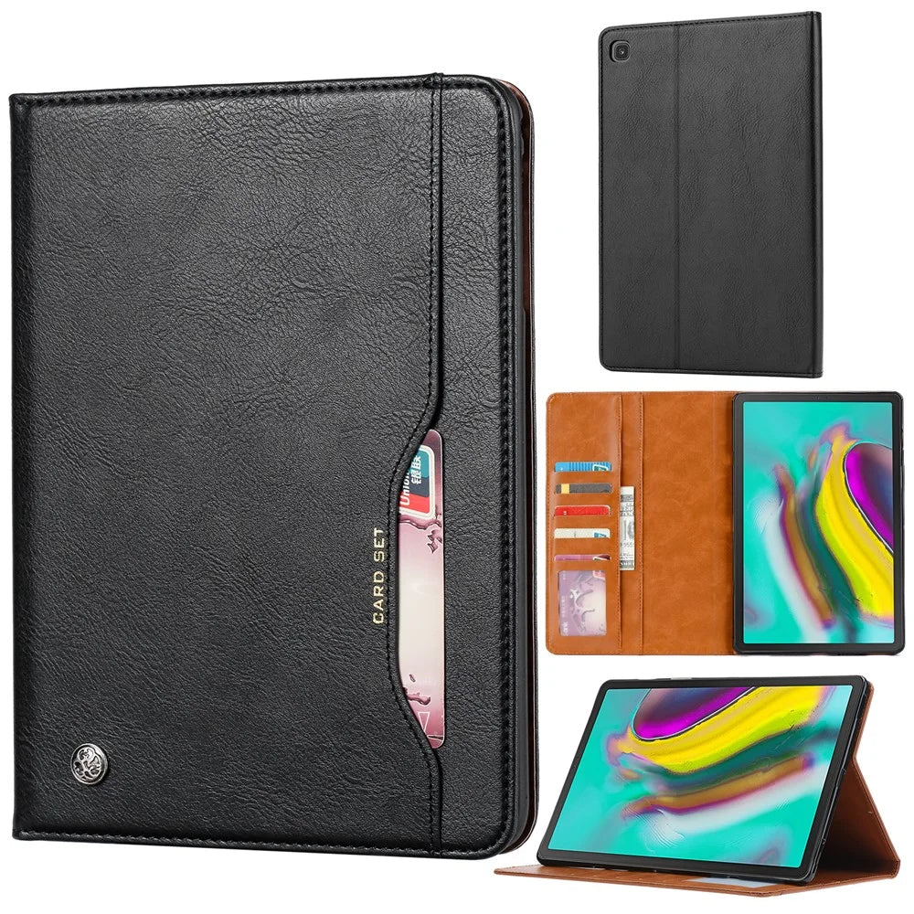 PU Leather Protection Flip Stand Shell for Samsung Galaxy Tab A 10.1 (2019) SM-T515 - Black - 1