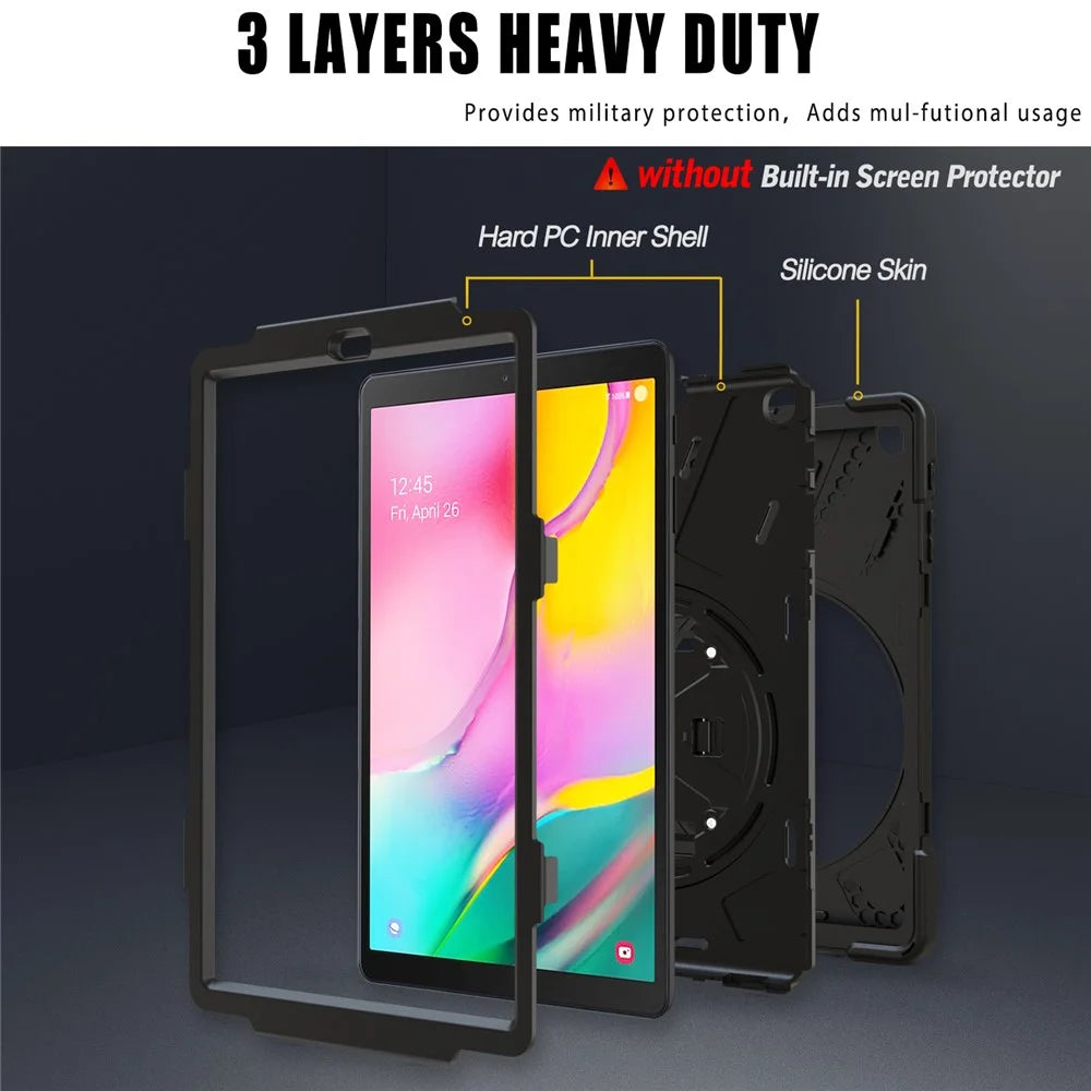 [X-Shape] PC + Silicone Combo Tablet Case for Samsung Galaxy Tab A 10.1 (2019) SM-T515 - Black - 5