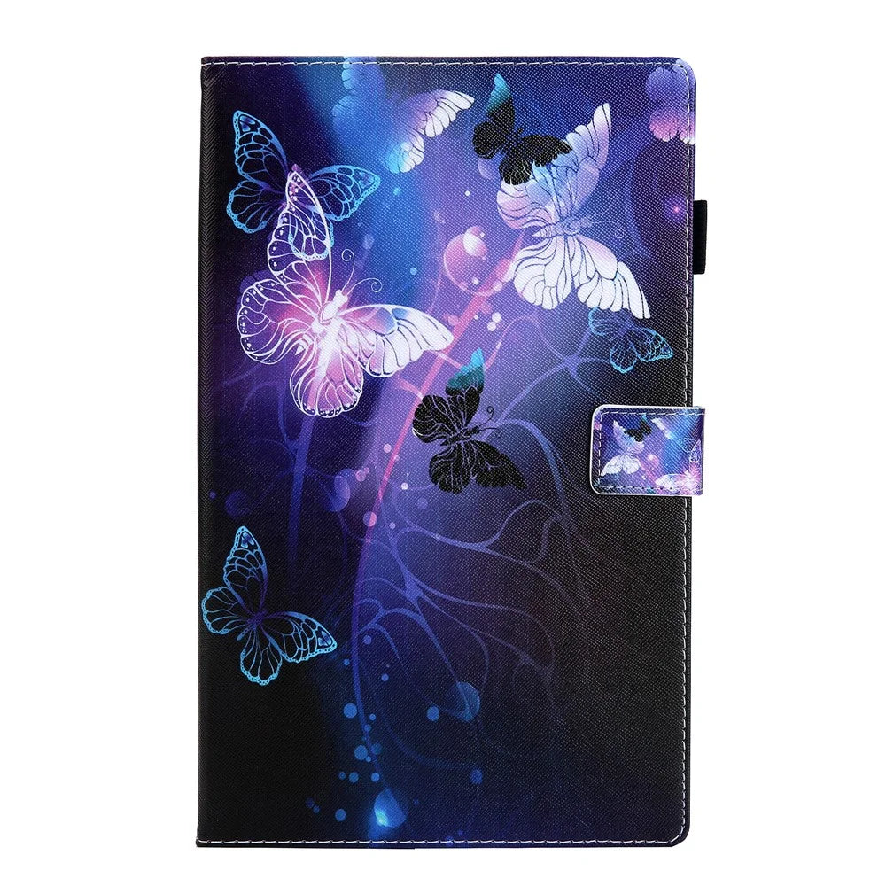 Pattern Printing Stand Leather Tablet Cover for Samsung Galaxy Tab S5e SM-T720 / SM-T725 - Purple Butterflies - 1
