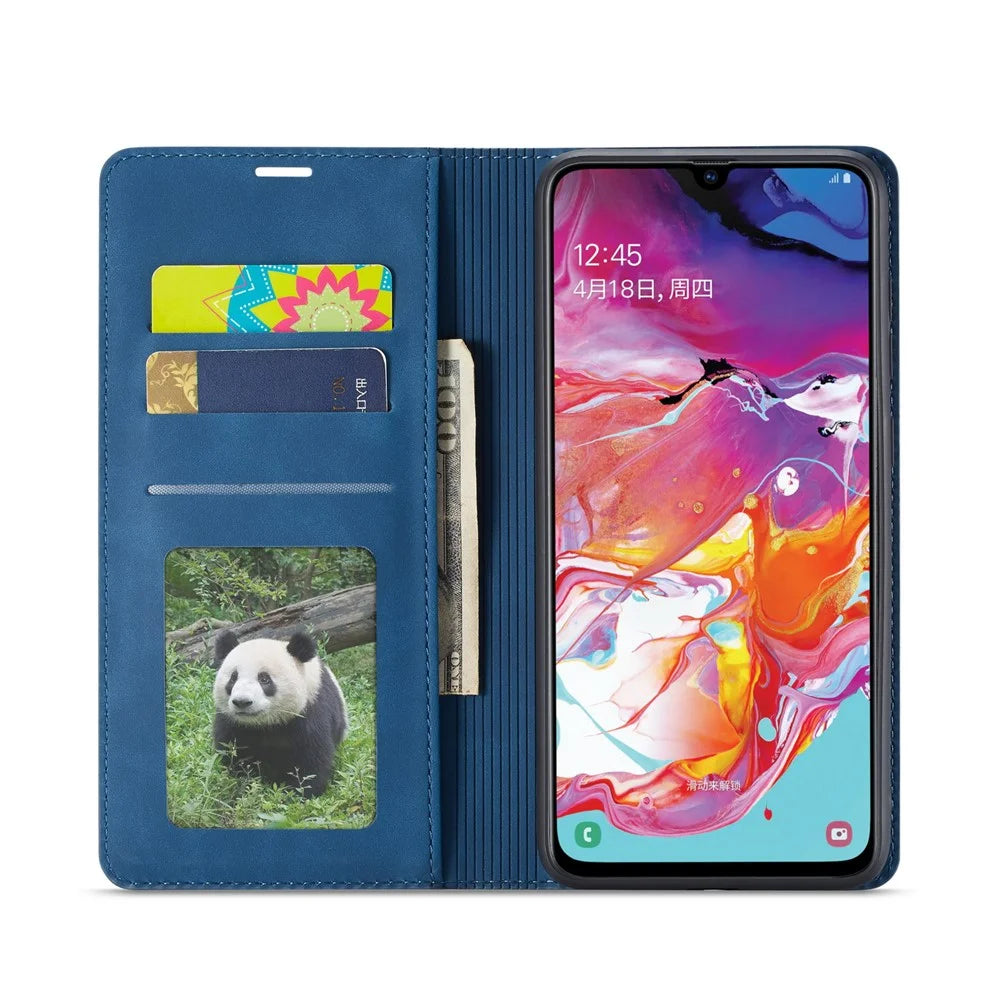 FORWENW Fantasy Series Auto-absorbed Silky Touch Leather Wallet Stand Case for Samsung Galaxy A70 - Blue - 2