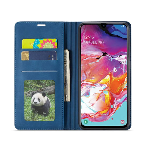 FORWENW Fantasy Series Auto-absorbed Silky Touch Leather Wallet Stand Case for Samsung Galaxy A70 - Blue - 2