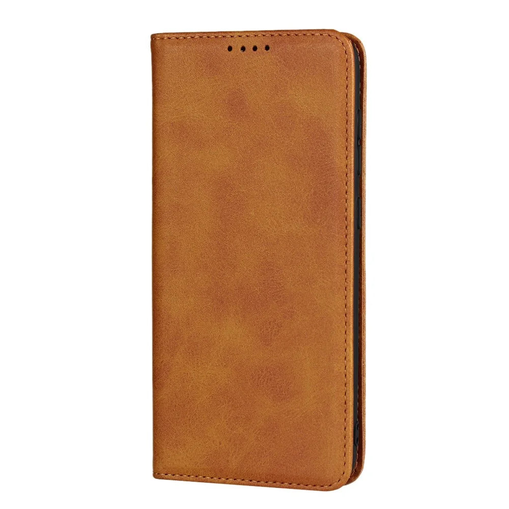 Auto-absorbed Leather Wallet Stand Cover for Samsung Galaxy A70 - Brown - 2