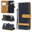 Jeans Cloth Leather Wallet Case for Samsung Galaxy A20e - Black - 1