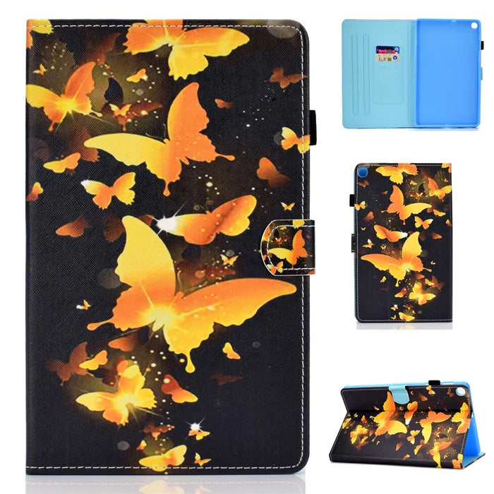 Pattern Printing Leather Tablet Cover with Card Slots for Samsung Galaxy Tab A 10.1(2019) T510 - Flying Butterfly - 1
