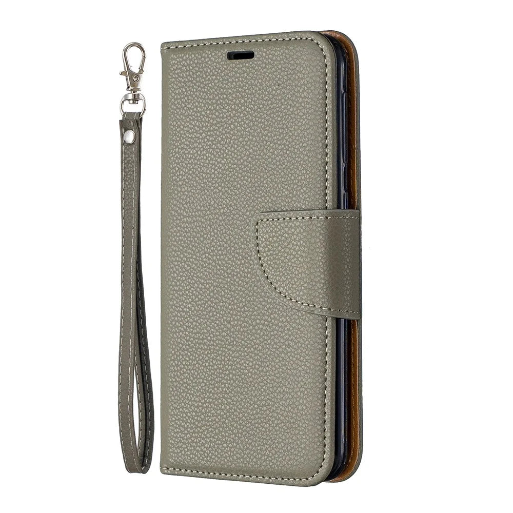 Litchi Skin Leather Wallet Case for Samsung Galaxy A20e - Grey - 2